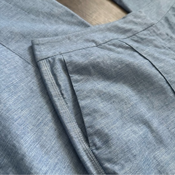 Lafayette 148 New York Blue Cotton Blend Wide-Leg High-Rise Pants - Size 14 - Picture 5 of 10